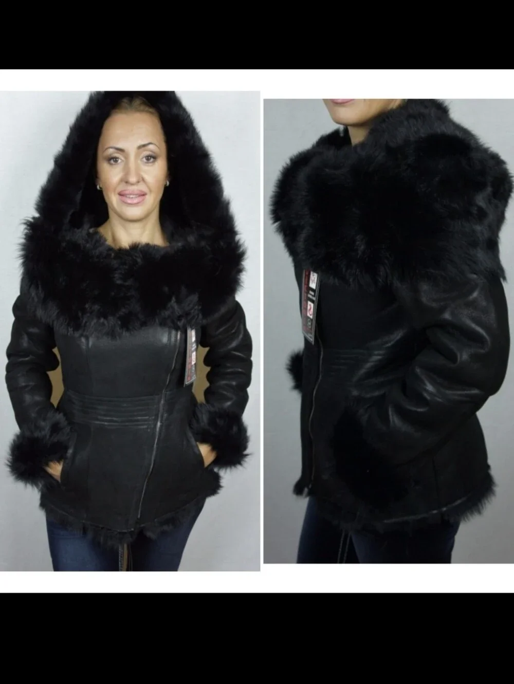 'Victoria' 100% Genuine Sheepskin Tuscana Shearling Fur Coat